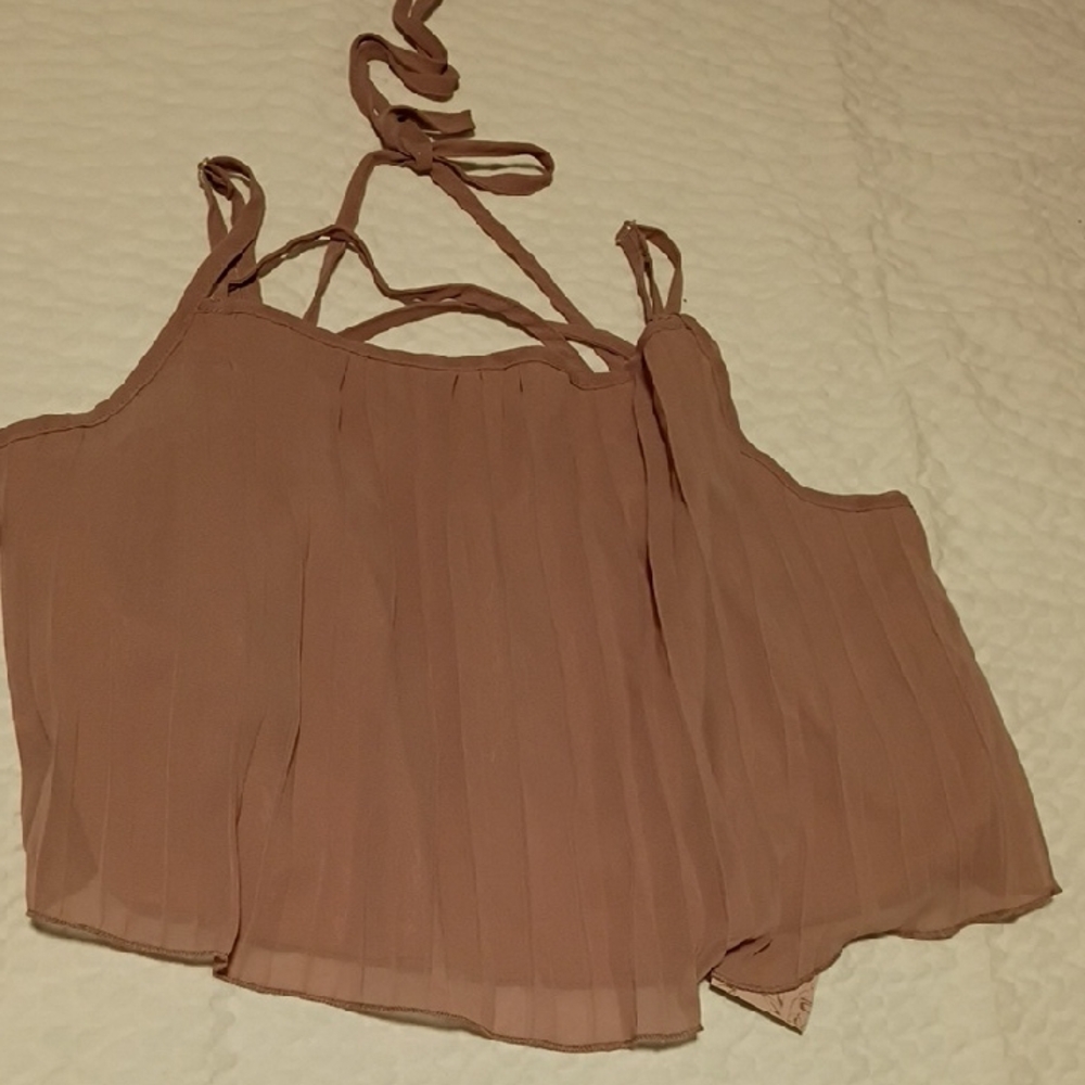Elegant Women's Tan Pleated Top